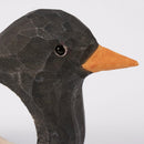 Crow Napkin Ring | Wooden Sculpted Black Bird Serviette Ring Table Napkin Holder | 4" x 2.75"