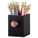 Crystal Knob Wooden Pen Holder in Black and Pink | Gift for Her
