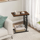 C-shape Sofa Side Table with Storage Basket-Rustic Brown