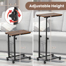 C-shape Sofa Side Table with Storage Basket-Rustic Brown
