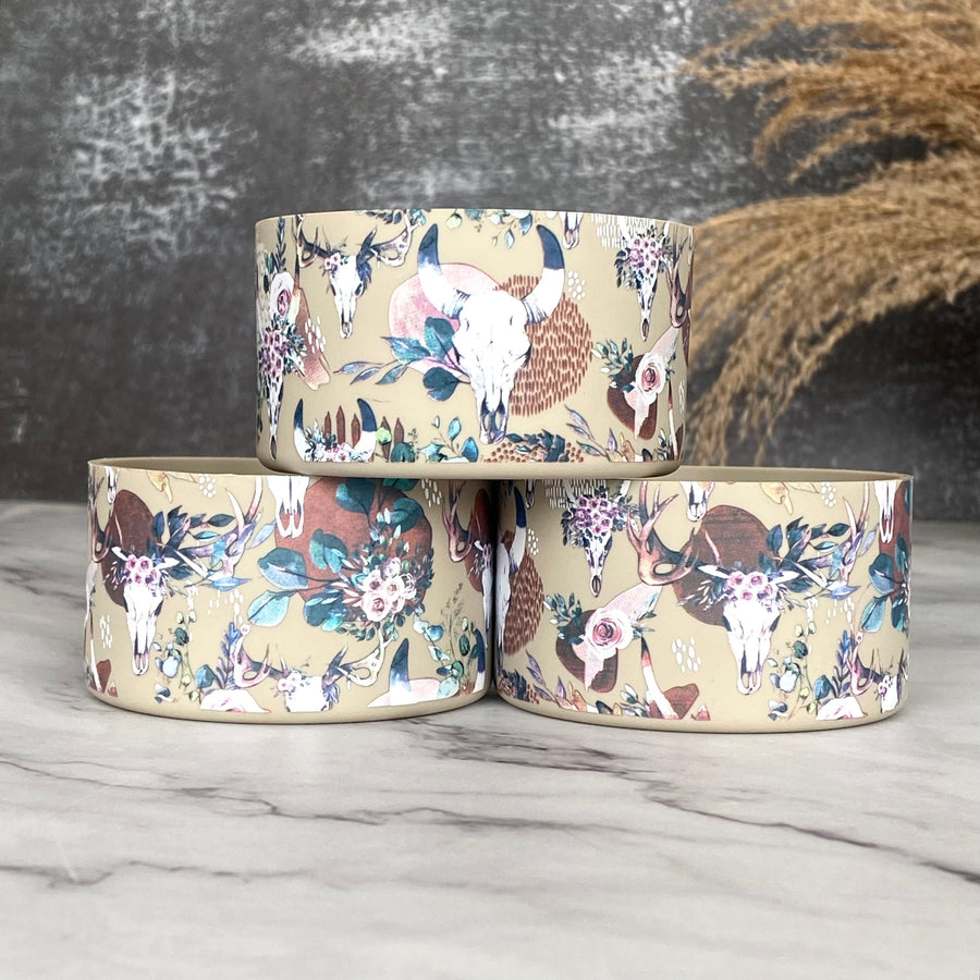 BOHO ANTLER Tumbler Boot -fits 20-40oz NEW! Brown floral