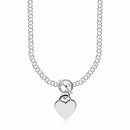 Sterling Silver Rhodium Plated Rolo Chain Necklace with a Heart Toggle Charm