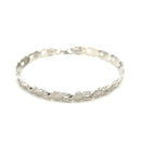 14k White Gold Heart Shape Textured Bracelet