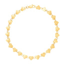 14k Yellow Gold 7 inch Mirrored Heart Chain Bracelet