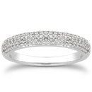 14k White Gold Triple Multi-Row Micro- Pave Diamond Wedding Ring Band