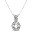 Round Pendant with Split Bail and Diamond Halo in 14k White Gold (3/4 cttw)