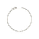 14k White Gold Slim Two Sided Diamond Hoop Earrings (1 1/2 cttw)