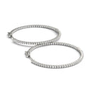 14k White Gold Slim Two Sided Diamond Hoop Earrings (1 1/2 cttw)