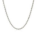 2.25mm 14k White Gold Solid Diamond Cut Rope Chain