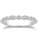 14k White Gold Vintage Look Fancy Pave Diamond Milgrain Wedding Ring Band