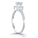 14k White Gold Diamond Halo Collar Engagement Ring