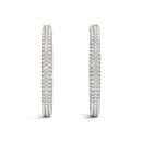 14k White Gold Diamond Hoop Double Sided Three Row Earrings (2 cttw)