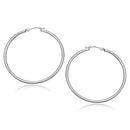 10k White Gold Polished Hoop Earrings (40 mm)