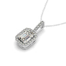 Halo Pendant With Emerald Center Diamond in 14k White Gold (1 1/5 cttw)