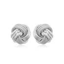 14k White Gold Love Knot with Ridge Texture Earrings
