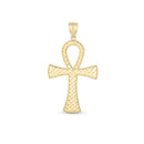 14k Yellow Gold High Polish Textured Ankh Pendant