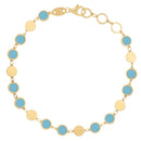 14k Yellow Gold Turquoise Geometric Mirror Gem Chain Bracelet (5.00 mm)