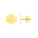 14K Yellow Gold Four Leaf Clover Earrings
