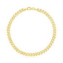 14k Yellow Gold High Polish Textured Fancy Chain Bracelet (4mm)