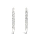 14k White Gold Diamond Hoop Earrings with Shared Prong Setting (2 cttw)