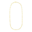 14k Yellow Gold Paperclip Chain and Pearl Necklace