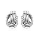 Polished Love Knot Earrings with Interlocking Rings in Sterling Silver