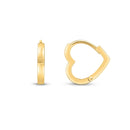 14k Yellow Gold Heart Huggie Hoops