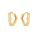 14k Yellow Gold Heart Huggie Hoops