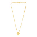 14k Yellow Gold High Polish Circle Disc Paperclip Link Necklace