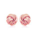 14k Rose Gold Love Knot with Ridge Texture Earrings