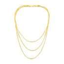 14k Yellow Gold Three Strand Herringbone Chain Necklace