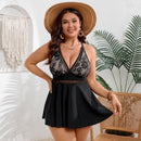 Splicing flower swimsuit one-piece skirt swimsuit vacation swimsuit