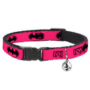 Cat Collar Breakaway - Bat Signal-3 Fuchsia Black Fuchsia