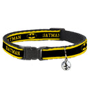 Cat Collar Breakaway - BATMAN Logo Stripe Yellow Black