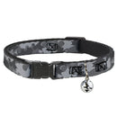 Cat Collar Breakaway - Bat Signal Stacked Black Grays