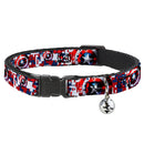 MARVEL AVENGERS Cat Collar Breakaway - Captain America Shield Digital Camo Blue White Red