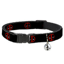 MARVEL DEADPOOL Cat Collar Breakaway - Deadpool Logo Black Red White