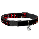 Breakaway Cat Collar with Bell - Deadpool 2-Action Poses/Splatter Logo Black/Red/White