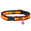 Cat Collar Breakaway with Bell - The Flash Logo7 Stripe Red White Yellow