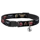 Cat Collar Breakaway - Justice League 2017 6-Superhero Icons Black