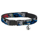 Cat Collar Breakaway - BLACK PANTHER Action Poses Stacked Comics Grays Yellow Blue Red