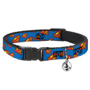 Breakaway Cat Collar with Bell - Super Shield Diagonal Royal Blue/Red
