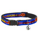 Cat Collar Breakaway - SUPERMAN Shield Stripe Blue Yellow Red