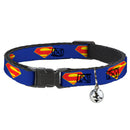 Cat Collar Breakaway with Bell - DC League of Super-Pets Superman Shield Logo Blue Red Yellow