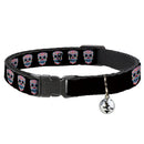 Cat Collar Breakaway - Wonder Woman Floral Skull Black Multi Pastel