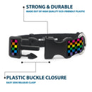 Plastic Clip Collar - Checker Black/Neon Rainbow