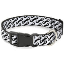 Plastic Clip Collar - Diagonal Handlebar Mustaches White/Black