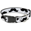 Plastic Clip Collar - Mustaches White/Black