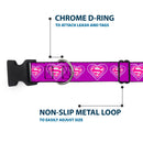 Plastic Clip Collar - Superman Logo in Heart Purple/White/Pink