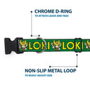 Plastic Clip Collar - Kawaii LOKI Standing Pose/Text Green/Yellow